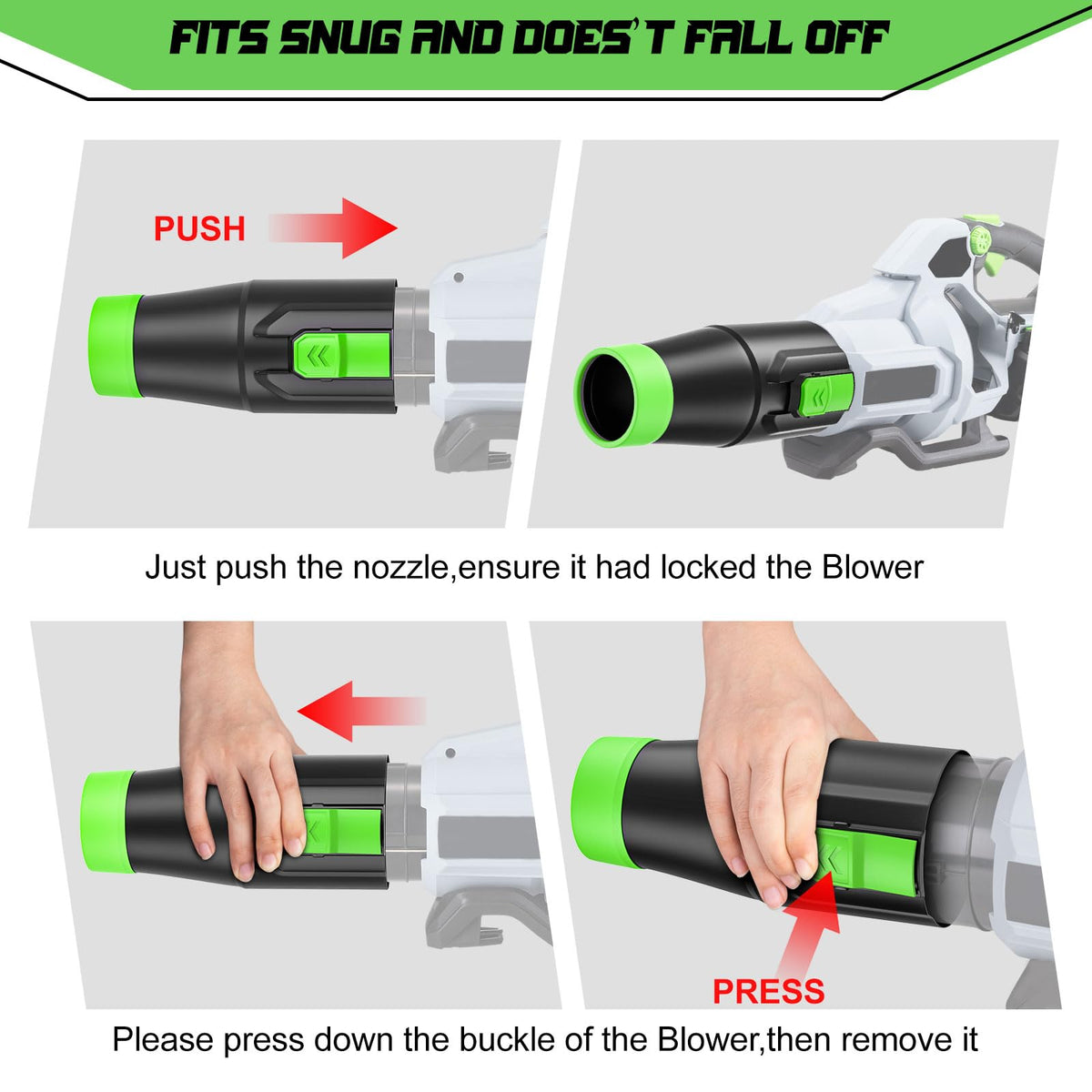 Uniqwamo nozzle aids drying snow and wet leaves with targeted airflow.