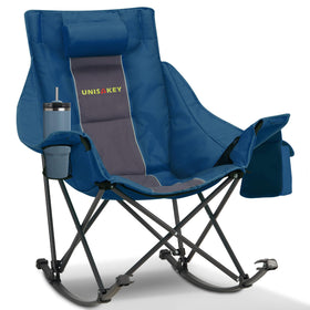 Unisakey oversized rocking chair with headrest offers campfire comfort.