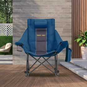 Unisakey comfortable outdoor rocker with fold-and-go setup.