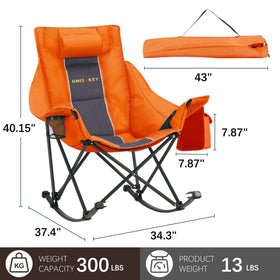Unisakey oversized rocking chair side view highlighting comfort and stability on different terrains.
