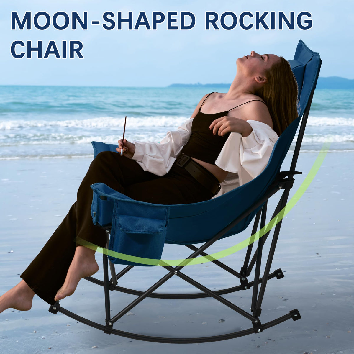 Unisakey rocking chair fits backyard lounging and sunset moments.
