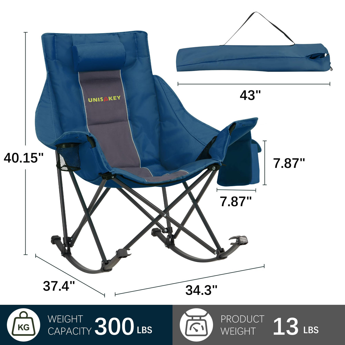 Unisakey rocking chair with reinforced steel frame stays steady on grass.
