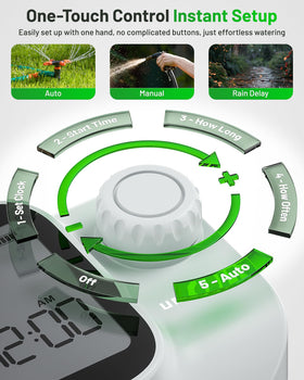 Unistyle timer IP55 weatherproof housing protects the device outdoors.