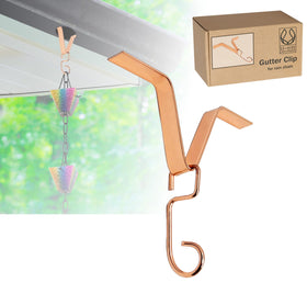 U-nitt rain chain gutter clip with copper-plated finish improves water flow from gutters