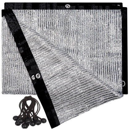 UNIUP 70% aluminum shade cloth over patio providing cooling shade for garden area