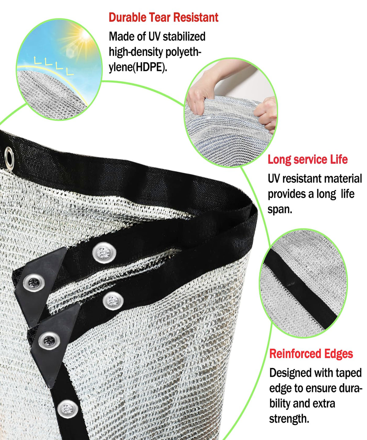 UNIUP easy-clean shade cloth shown being rinsed with a garden hose