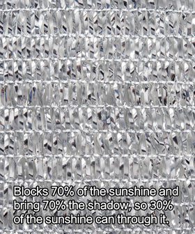 UNIUP silver mesh shade cloth with grommets and ball bungee for easy hanging