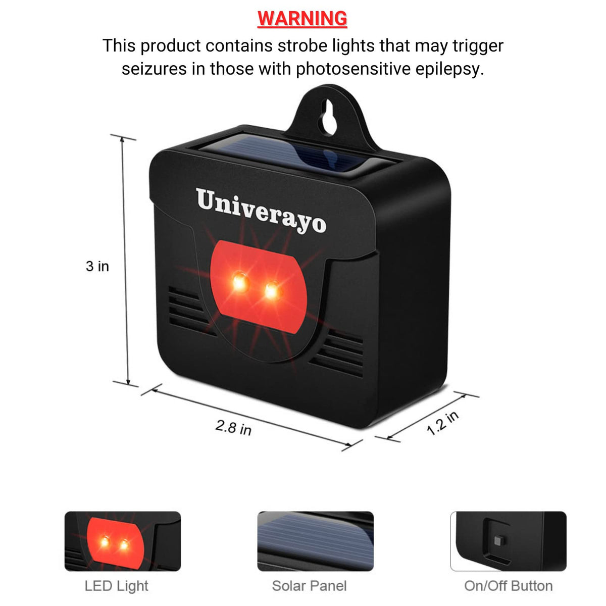 Univerayo weatherproof solar predator light standing up to rain and wind