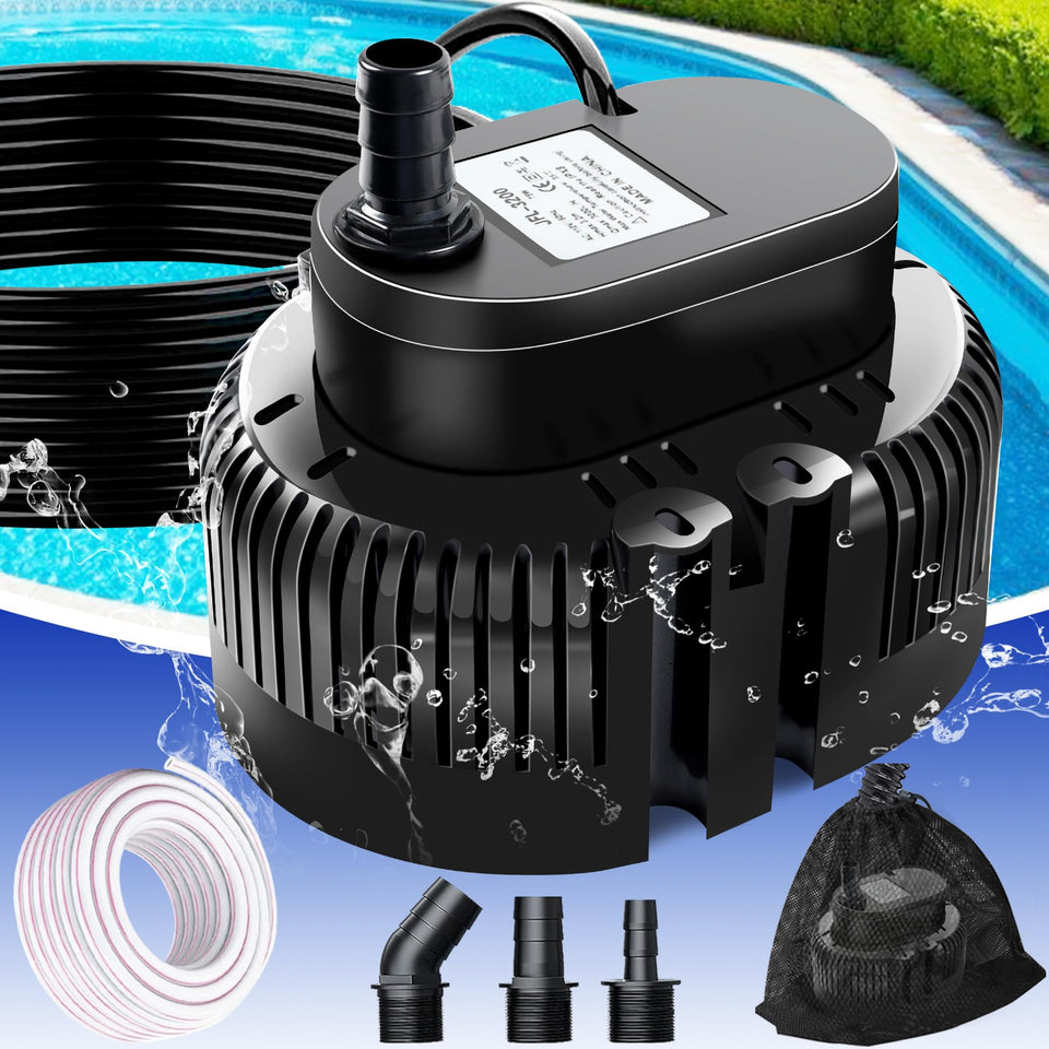 UniWater pool cover pump delivering 850 GPH for fast drainage.