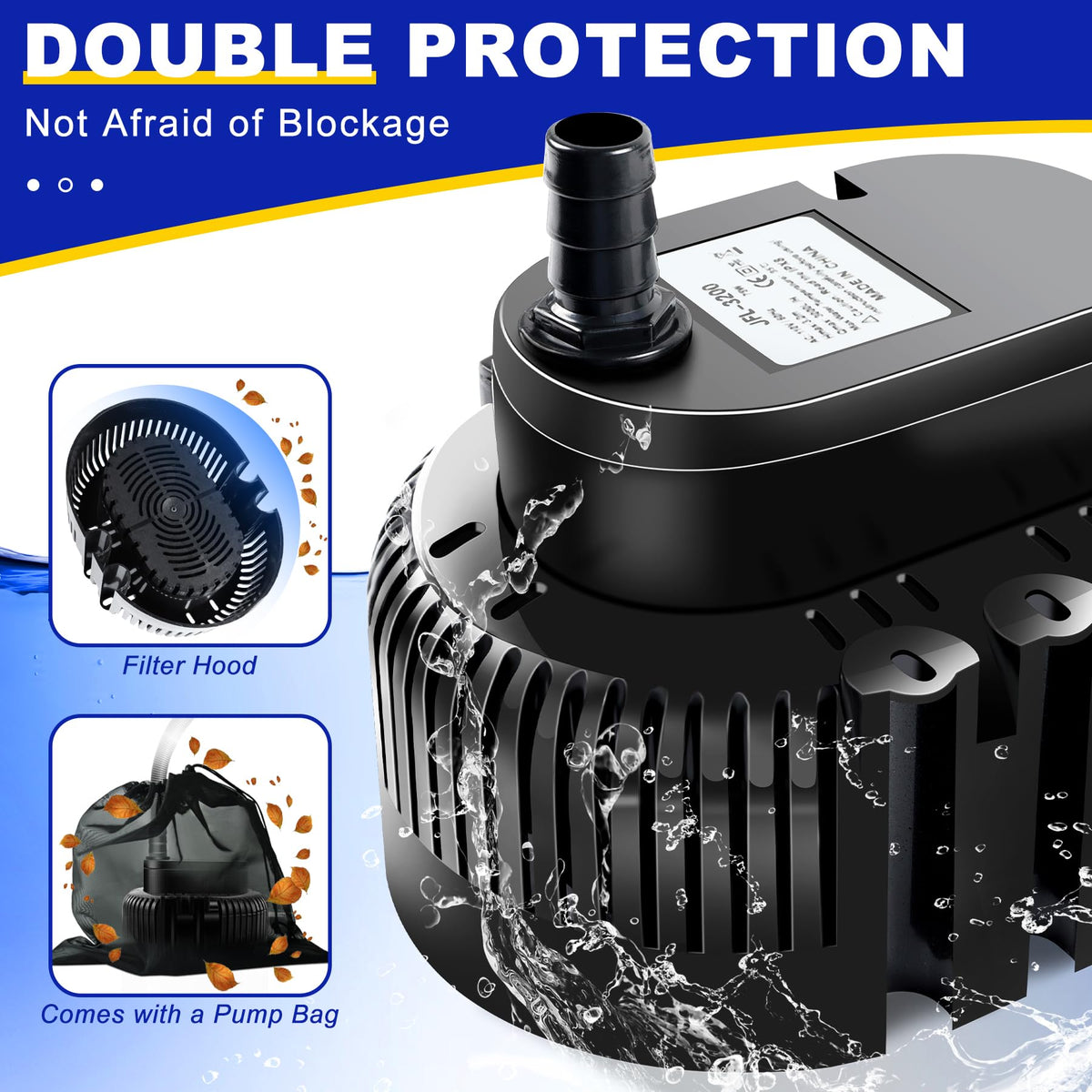 UniWater bottom filter hole design reduces debris entry.