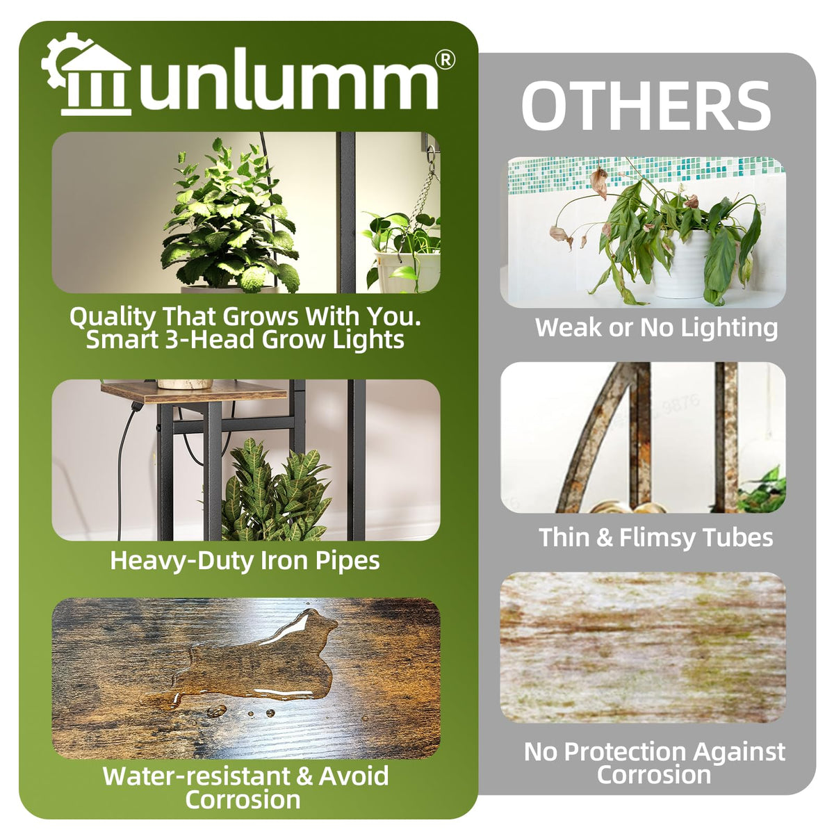Unlumm plant stand sturdy metal frame and boards
