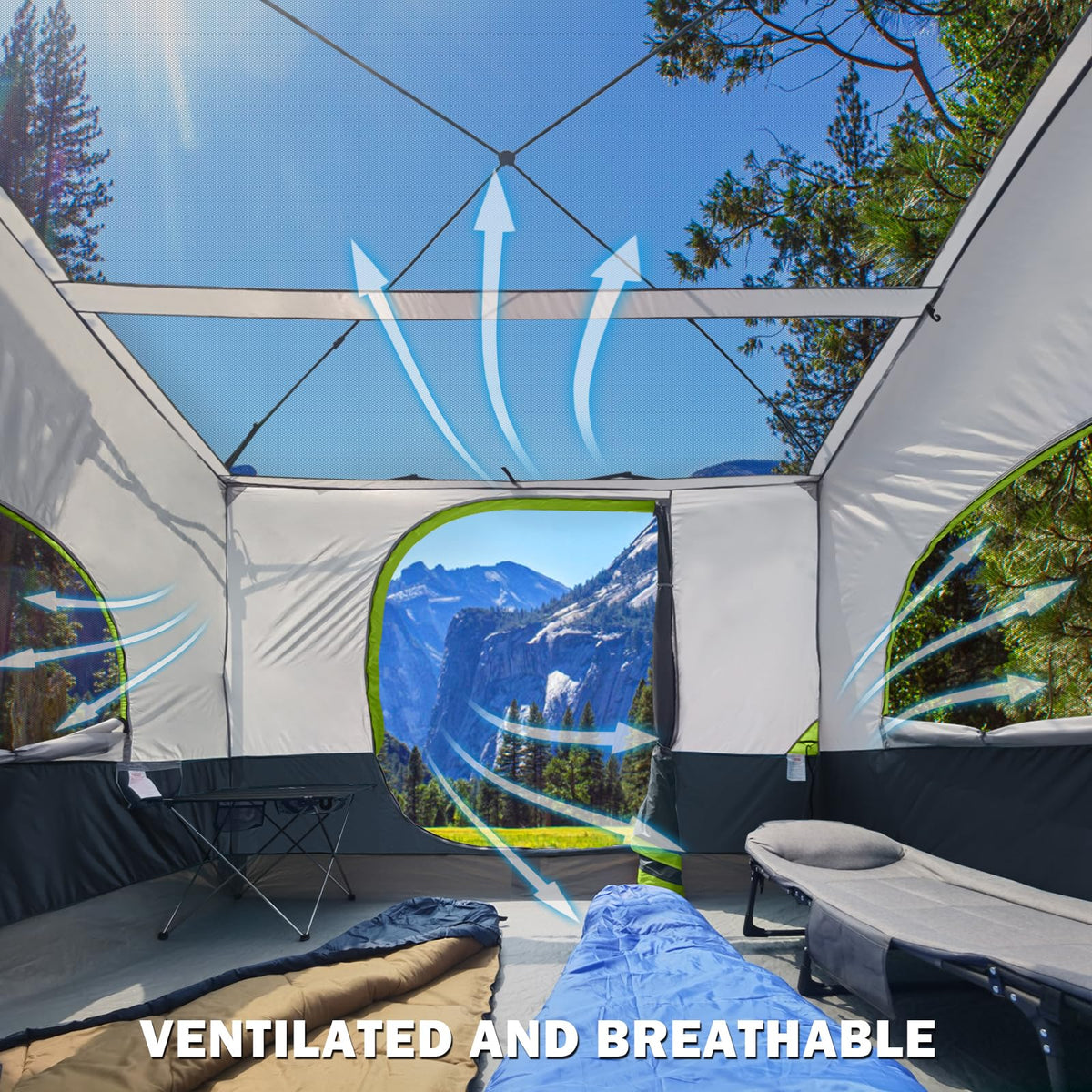 UNP canopy inner tent mesh ventilation for airflow and comfort.