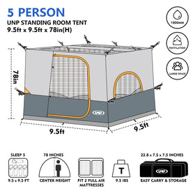 UNP inner tent with bathtub floor helps stay dry and protected from moisture.
