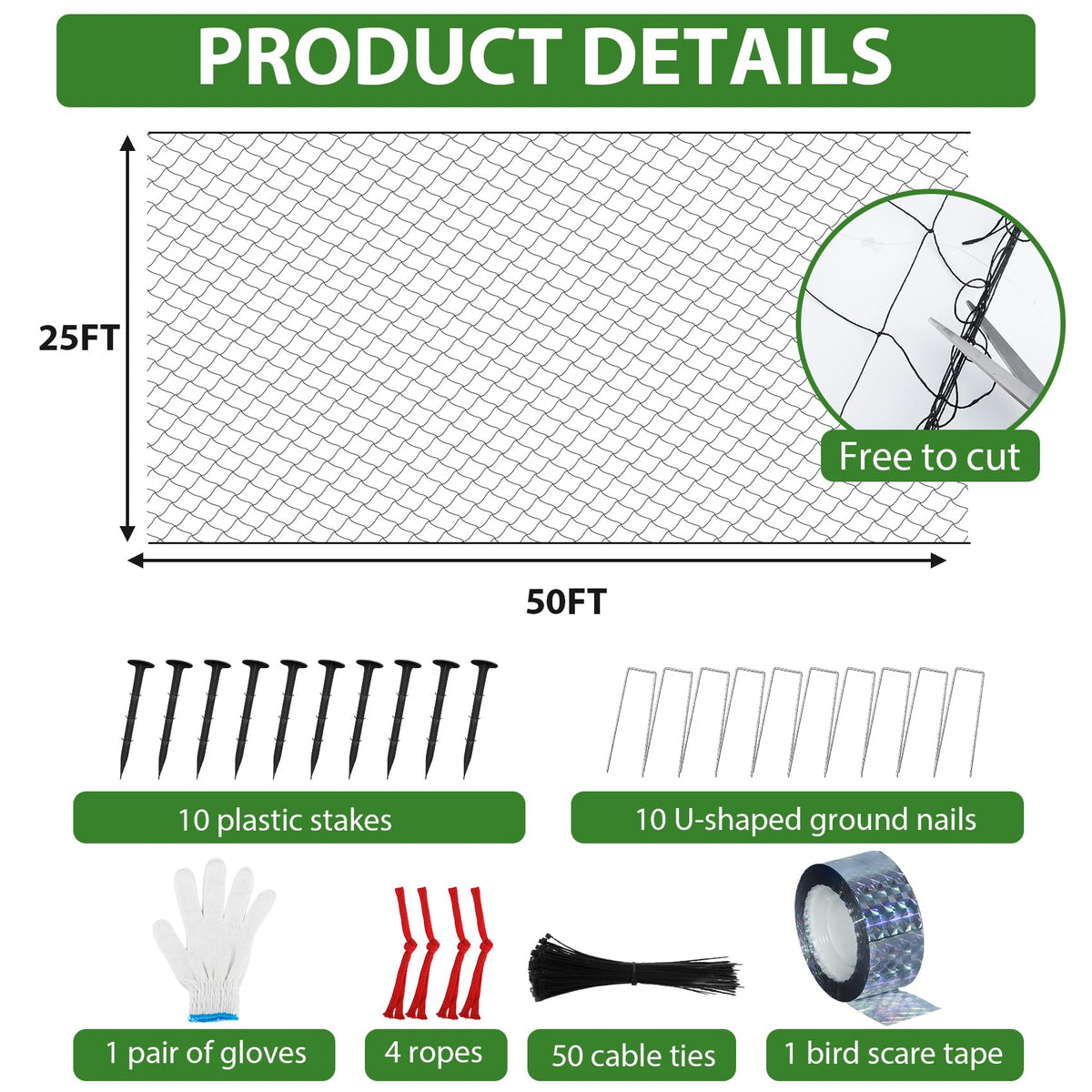 Unves chicken coop netting secured along the ground with stakes