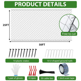 Unves chicken coop netting secured along the ground with stakes