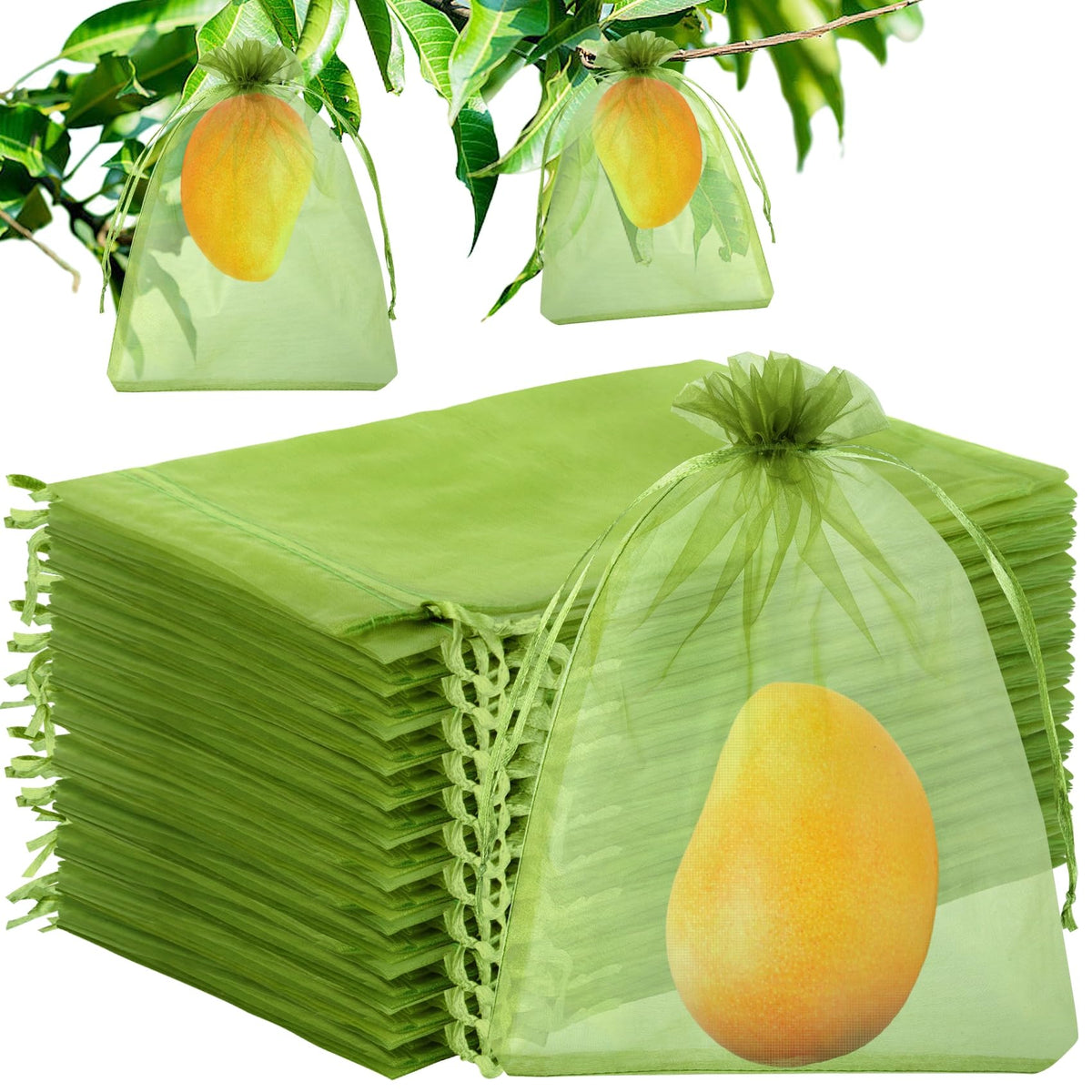 Unves 12x16 inch fruit protection bag protecting grapes and mangoes with breathable mesh
