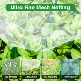 Unves fruit tree net screen showing translucent fabric over fruit trees.
