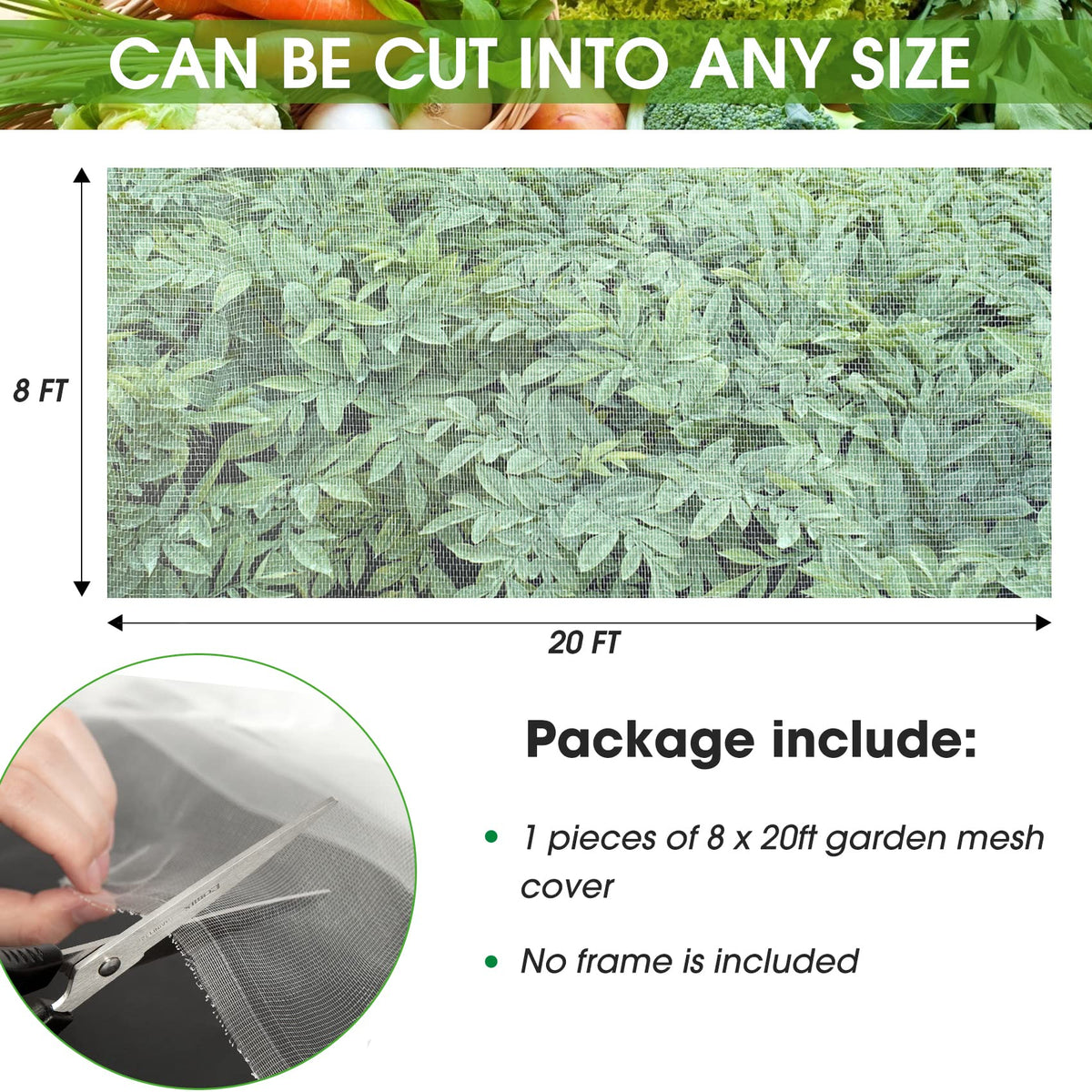 Unves mosquito barrier netting protecting a fruit tree in a garden setting.