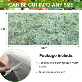 Unves mosquito barrier netting protecting a fruit tree in a garden setting.