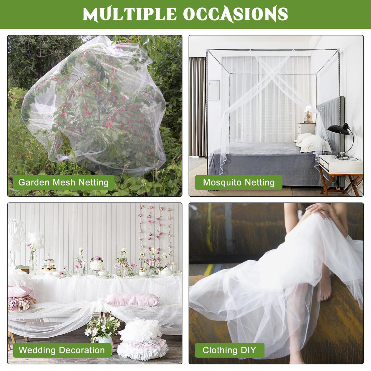 Unves white bed canopy mosquito netting adds discreet pest protection.