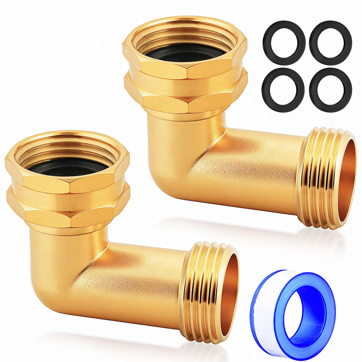 UNWAVER 90-degree brass hose elbow for garden connections reduces bending