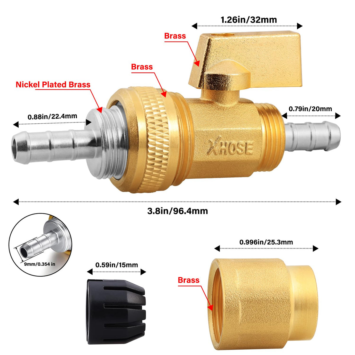 UNWAVER brass shut-off valve shown for rust-resistant control during garden tasks