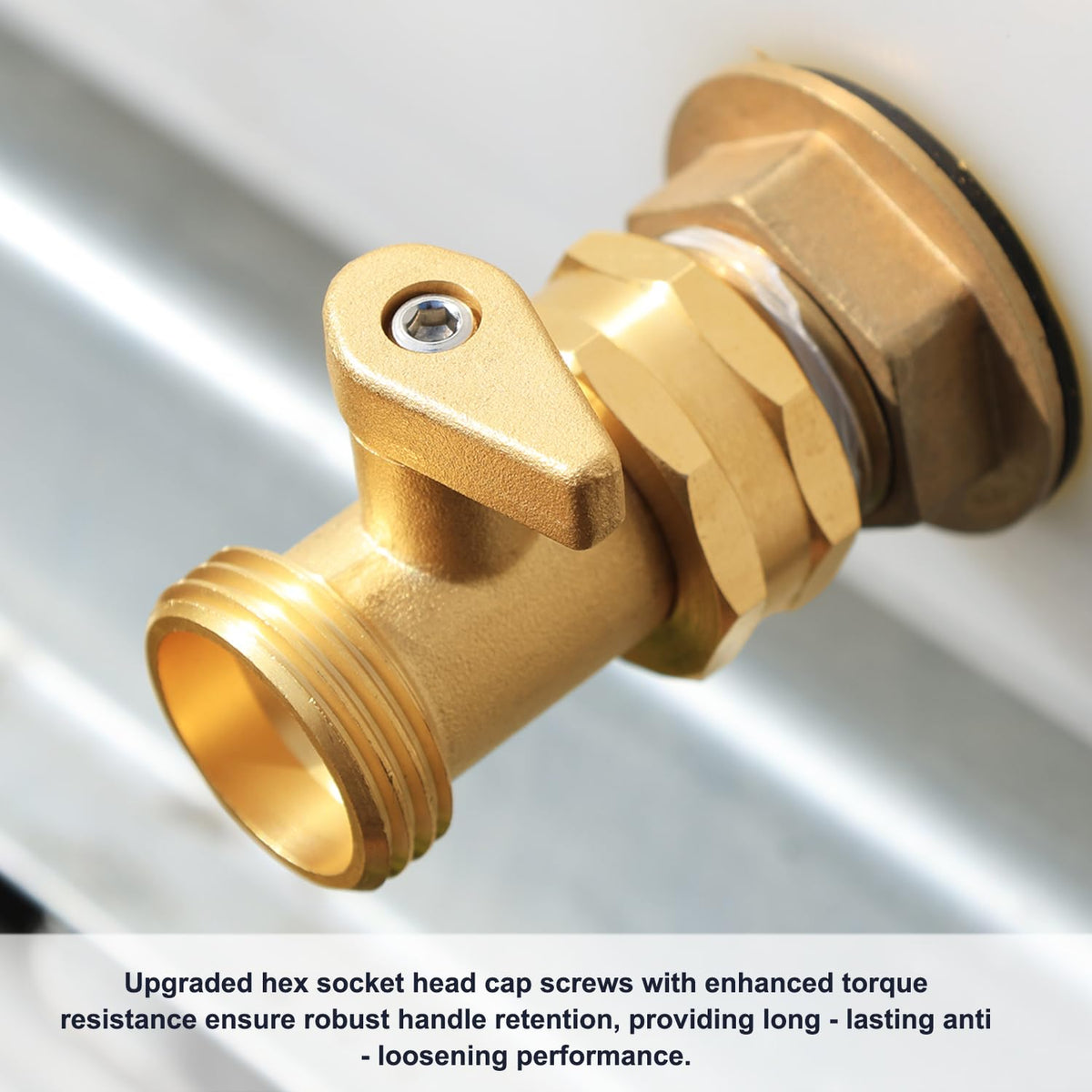 UNWAVER valve in use on a hose end, demonstrating easy installation.