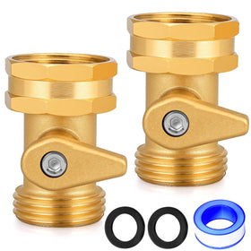 UNWAVER garden hose shut-off valve 2-pack, ready for quick, leak-free setup.