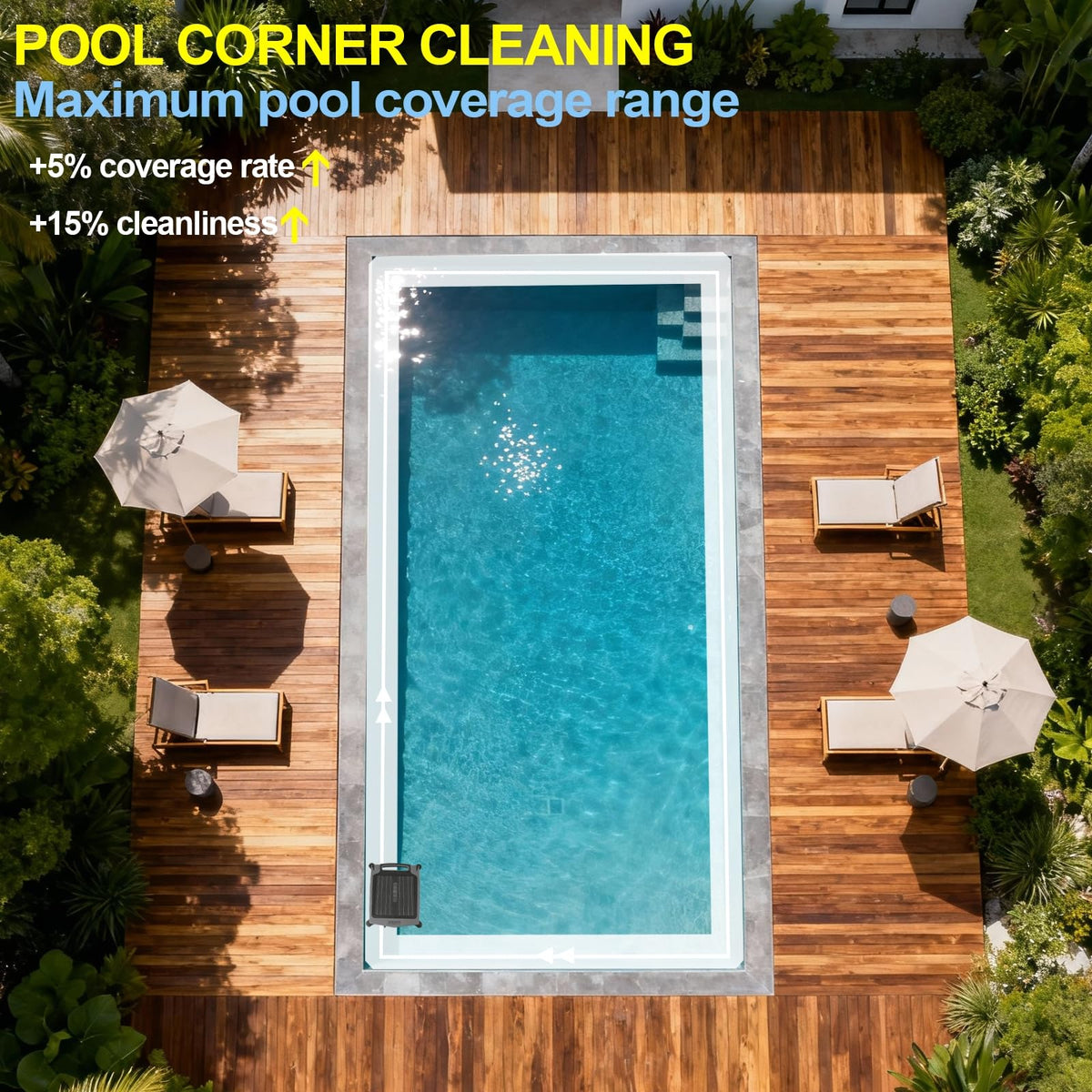 Uoark Solar Pool Skimmer charging dock with solar panel enables dual charging.