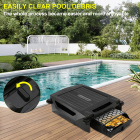 Uoark Solar Pool Skimmer fine mesh filter traps fine debris.