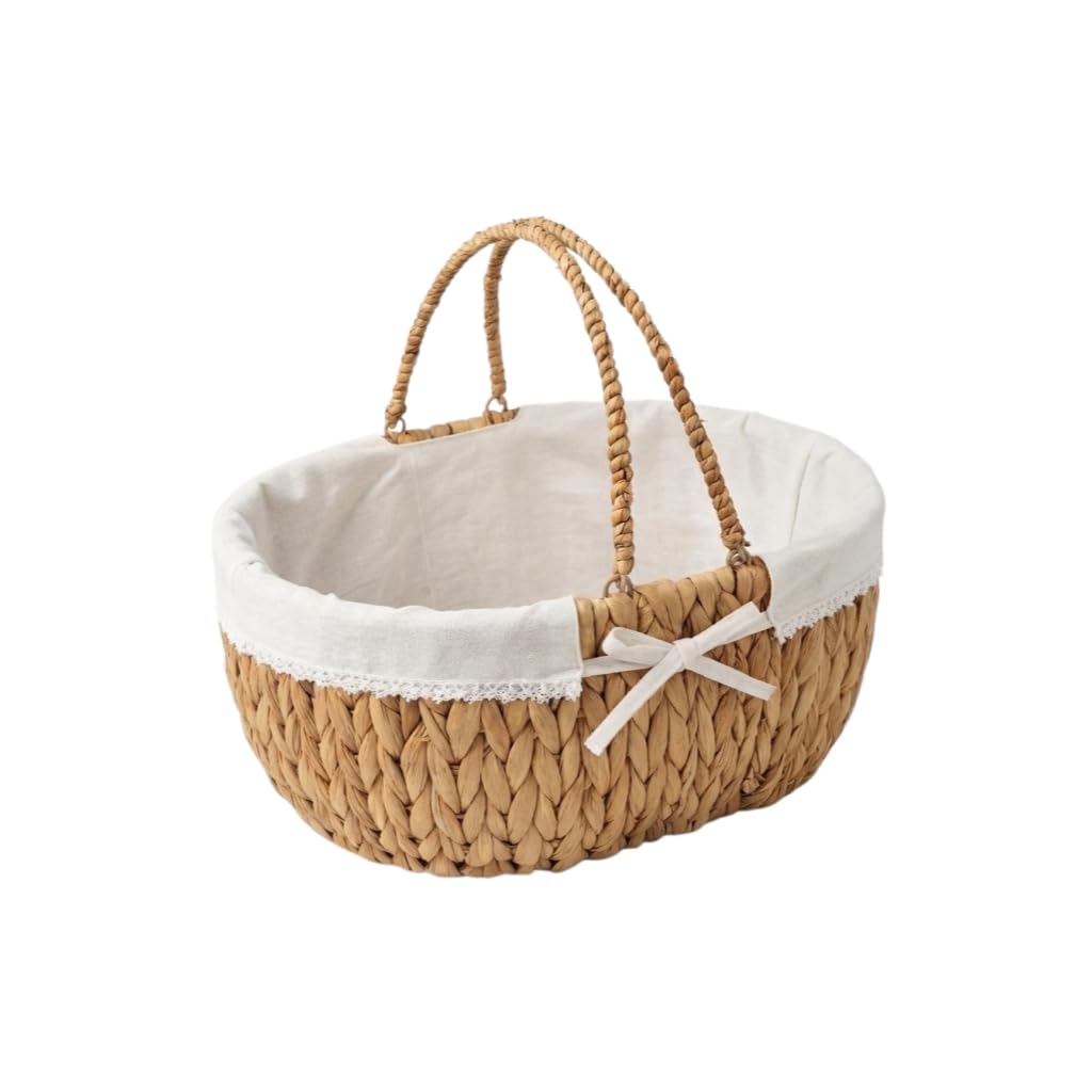 UoeRing medium picnic basket handwoven water hyacinth for durable outdoor gatherings