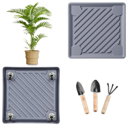 UoeRing square plant caddy with hidden wheels for easy, smooth movement indoors.