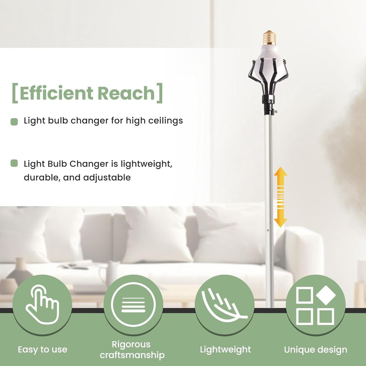 Ladder-free operation lets you replace bulbs from the floor.