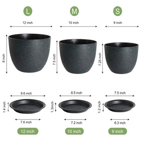 UOUZ 10-inch planter with saucer, ideal for balcony herbs.