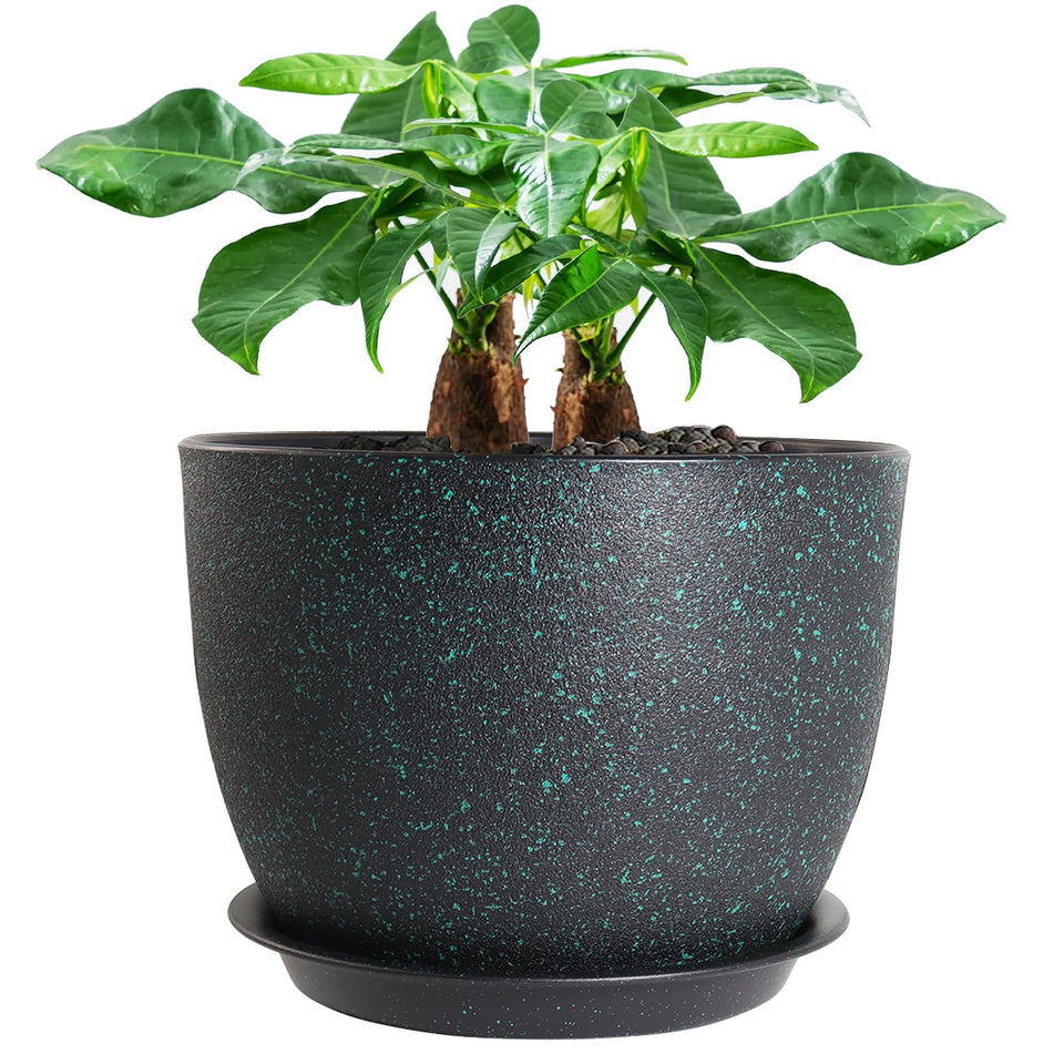 UOUZ 12-inch pot with matte exterior enhances modern indoor decor.