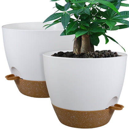 UOUZ 12-inch self-watering pot with deep reservoir supports extended moisture balance