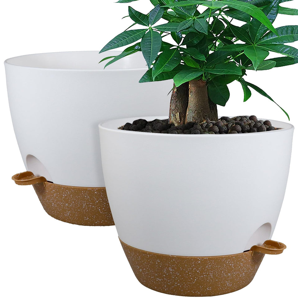 UOUZ 12-inch self-watering pot with deep reservoir supports extended moisture balance
