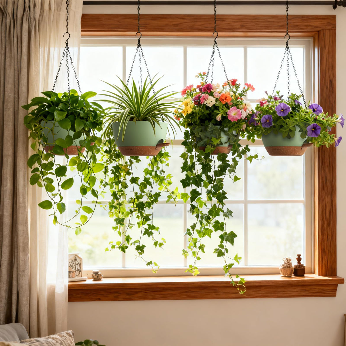UOUZ hanging planter showing multiple drainage holes for healthier root development