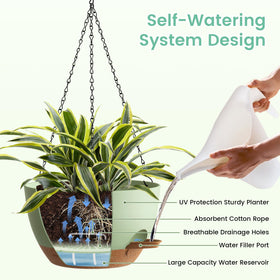 UOUZ durable, weather-resistant planter with metal chain ideal for indoor and outdoor use