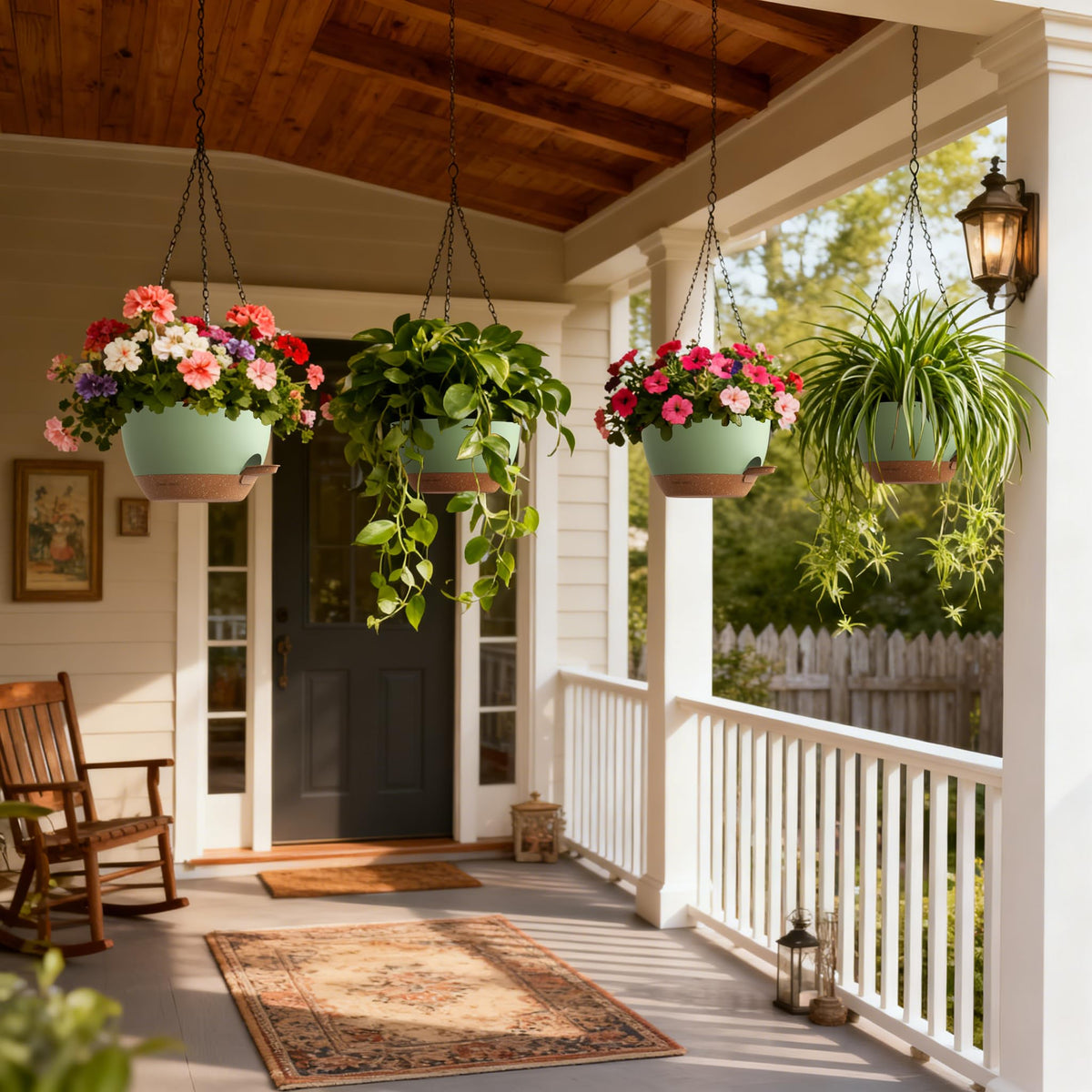 UOUZ 4-pack for versatile indoor-outdoor display with pothos, ivy, and ferns