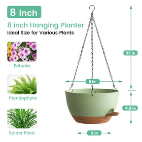 UOUZ 8-inch planter with removable tray and slip-resistant saucer for mess-free maintenance