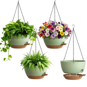 UOUZ 4-pack 8-inch self-watering planter with water reservoir for easy indoor care