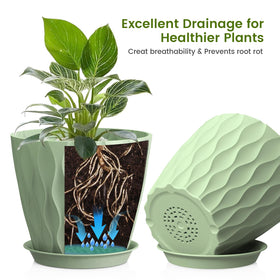 UOUZ 8-inch pot close-up highlights waffle texture for stylish indoor decor.