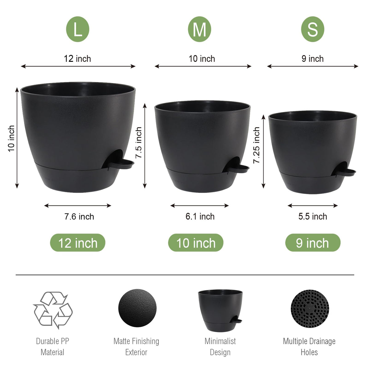 UOUZ 10-inch self-watering pot supporting vibrant indoor greenery