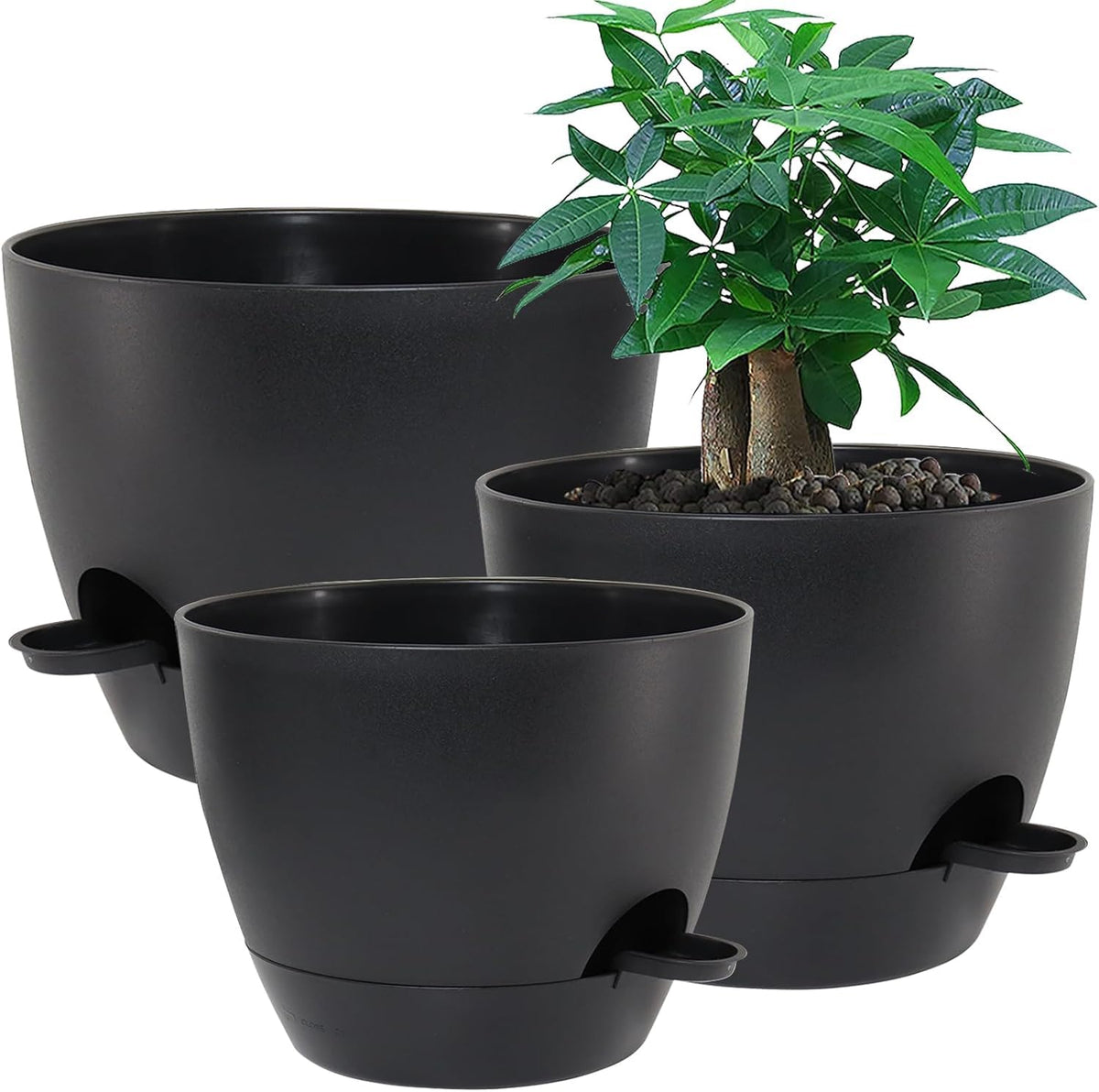 UOUZ 12-inch large self-watering pot delivering moisture to roots for indoor plants