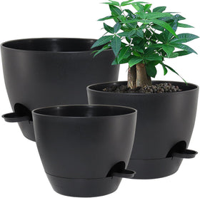 UOUZ 12-inch large self-watering pot delivering moisture to roots for indoor plants