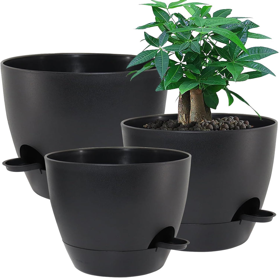 UOUZ 12-inch large self-watering pot delivering moisture to roots for indoor plants
