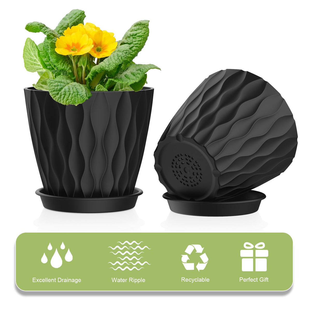 UOUZ Removable saucers simplify cleaning and watering routines.