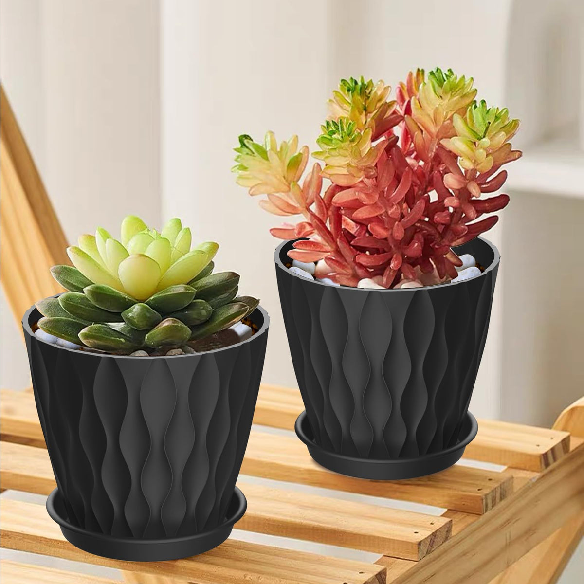 UOUZ Indoor and outdoor planter set for herbs, flowers, and succulents.