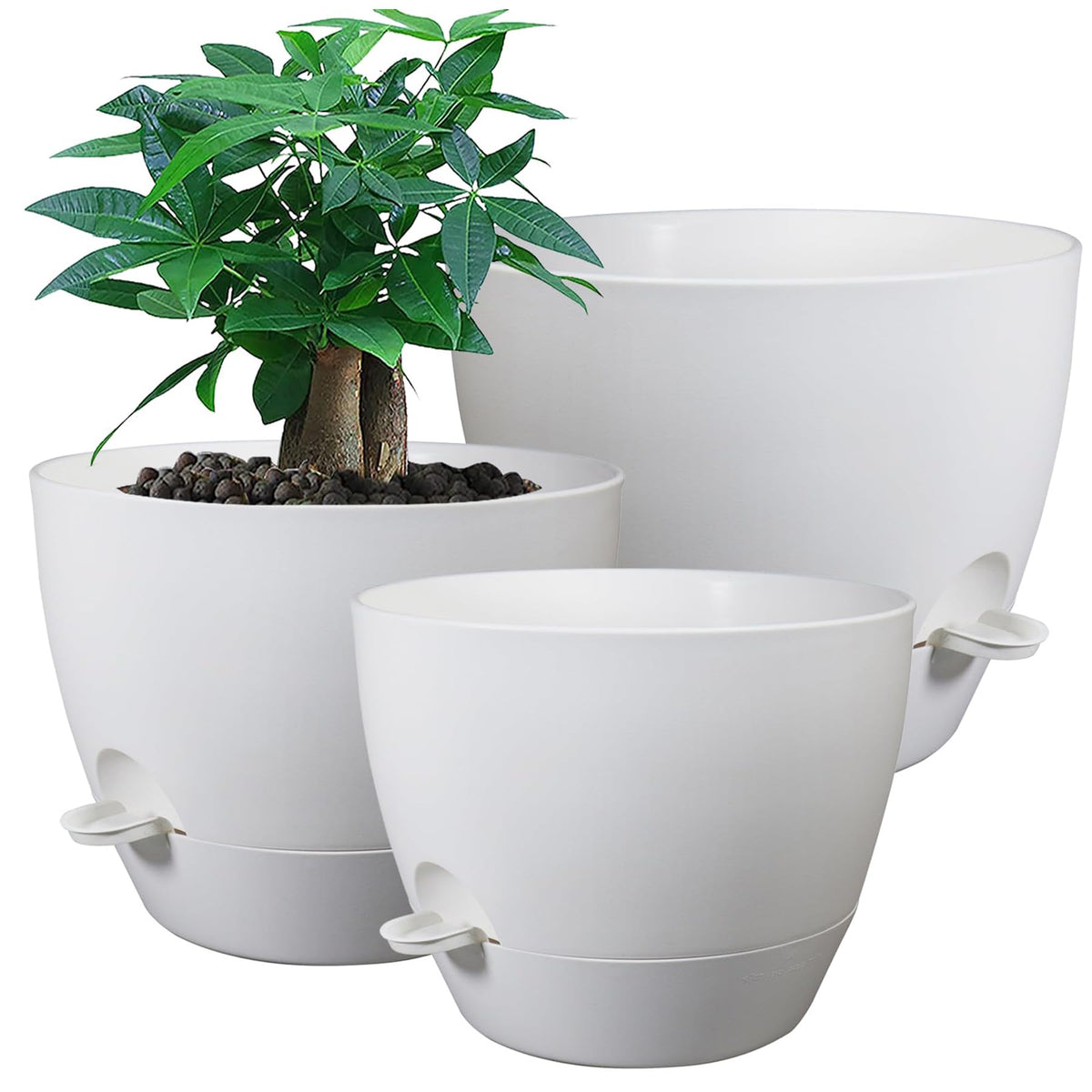 UOUZ large self-watering pot 12-inch with reservoir supports healthy indoor herbs.